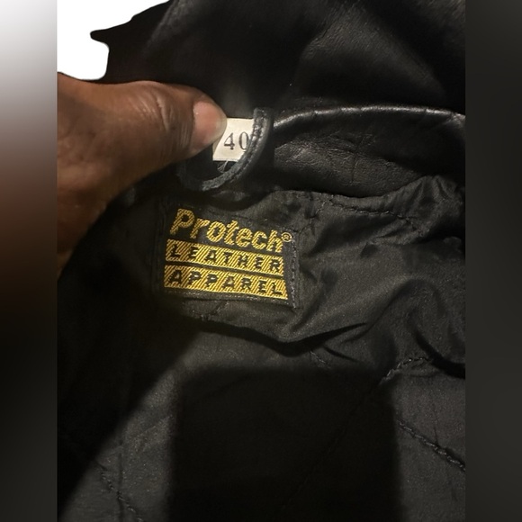 Vintage Protech Leather Apparel Black Biker Motorcycle Jacket Medium size 40 - Picture 4 of 16